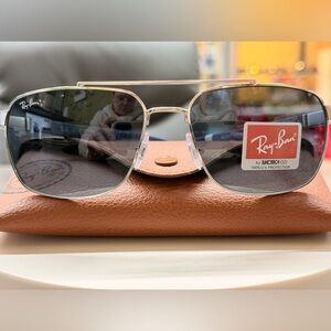 Ray-Ban Men's Sunglasses - Silver Frame with Blue Lenses